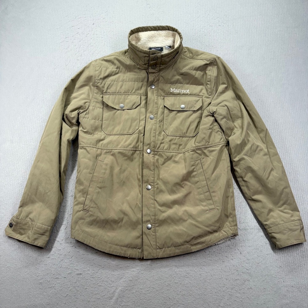Marmot Burdell Jacket Mens Small Brown Quilted Sherpa Lined K43770